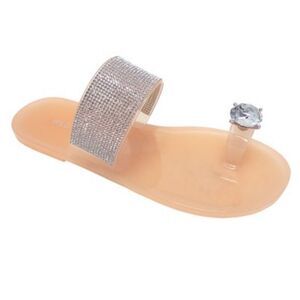 BRAND NEW HERSTYLE RHINESTONES EMBELLISHMENTS RING TOP LOOP SANDAL